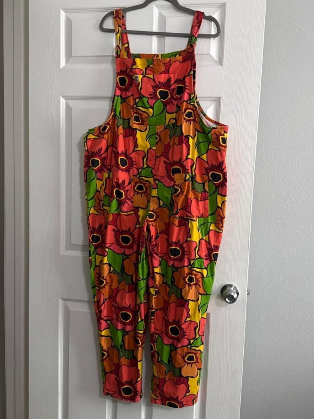 Lucy & Yak Original Dungarees Flower Power Print US 18 EUC Organic Cotton - Picture 7 of 8